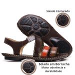 Sandália Artesanal De Couro Cor Pinhão - 12123.5