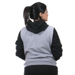 Moletom Canguru Com Capuz Feminino Cor Cinza Com Preto