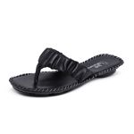 Chinelo De Couro Cor Preto - 12185.6
