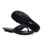 Chinelo De Couro Cor Preto - 12185.6