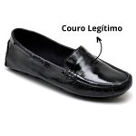 Mocassim Couro Cor Preto Verniz QeA 