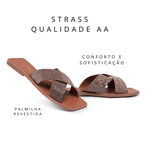 Sandalia Rasteirinha Strass Dedo Brilho Lançamento Cristal Dourado