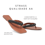 Sandalia Rasteirinha Strass Dedo Brilho Lançamento Cristal Verde Onix