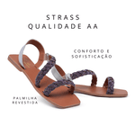 Sandalia Rasteirinha Strass Dedo Brilho Lançamento Cristal Fucsia