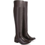 Bota cano alto feminina couro premium cor café 
