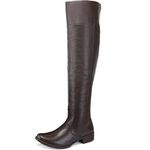 Bota cano alto feminina couro premium cor café 