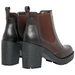 Bota De Couro Fechamento Por Elástico Salto Grosso Cor Café 14030 MF