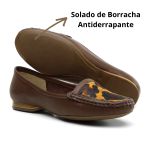 Mocassim De Couro Cor Café Detalhe Em Onça 24000 QeA 