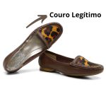 Mocassim De Couro Cor Café Detalhe Em Onça 24000 QeA 