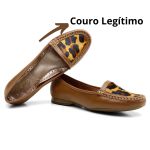 Mocassim De Couro Cor Havana Detalhe Em Onça 24000 QeA 