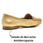 Mocassim De Couro Cor Ouro 24000 QeA 