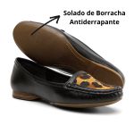 Mocassim De Couro Cor Preto Detalhe Em Onça QeA 
