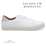 Tênis De Couro Cor Branco e Prata 25000