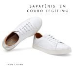 Tênis De Couro Cor Branco e Prata 25000
