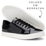 Tênis De Couro Cor Preto Verniz 25000