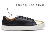 Tênis De Couro Cor Preto e Dourado - 25000