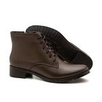Bota Feminina Couro Botinha Coturno cor Café 260C Marrom