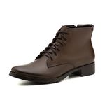 Bota Feminina Couro Botinha Coturno cor Café 260C Marrom
