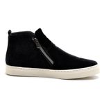 Tenis Feminino Cano Alto Couro Hiate Elegante Cor Veludo Preto Preto