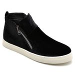 Tenis Feminino Cano Alto Couro Hiate Elegante Cor Veludo Preto Preto