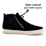 Tenis Feminino Cano Alto Couro Hiate Elegante Cor Veludo Preto Preto