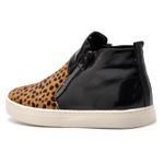 Tenis Feminino Cano Alto Couro Hiate Elegante Cor Verniz Preto Jaguatirica Preto