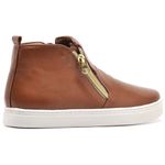 Tenis Feminino Cano Alto Couro Hiate Elegante Cor World Caramelo Caramelo