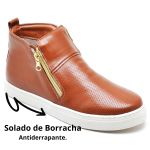 Tenis Feminino Cano Alto Couro Hiate Elegante Cor World Caramelo Caramelo