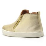 Tenis Cano Alto Feminino Botinha Couro Hiate Elegante Cor World Ouro Dourado