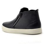 Tenis Cano Alto Feminino Couro Hiate Elegante Cor World Preto Preto
