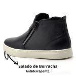 Tenis Cano Alto Feminino Couro Hiate Elegante Cor World Preto Preto