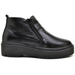 Botinha QeA Couro Cano Baixo Cor Preto