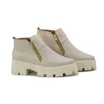 Bota Coturno Feminino Couro Cano Baixo Elegante Sola Tratorada Plataforma Cor Off White Branco
