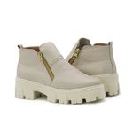 Bota Coturno Feminino Couro Cano Baixo Elegante Sola Tratorada Plataforma Cor Off White Branco