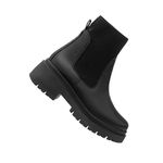 Coturno Feminino Couro Bota cor Preto Preto