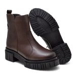 Coturno Feminino Couro Bota cor Café Marrom