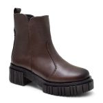 Coturno Feminino Couro Bota cor Café Marrom