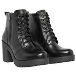 Bota De Couro o Zíper Lateral Salto Grosso Cor Preto 14010 MF
