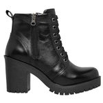 Bota De Couro o Zíper Lateral Salto Grosso Cor Preto 14010 MF