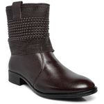 Bota Couro Malha Metal Cor Café 5844
