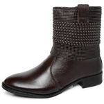 Bota Couro Malha Metal Cor Café 5844