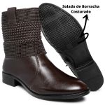 Bota Couro Malha Metal Cor Café 5844