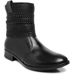 Bota Couro Malha Metal Cor Preto 5844