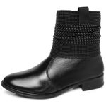 Bota Couro Malha Metal Cor Preto 5844