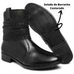 Bota Couro Malha Metal Cor Preto 5844