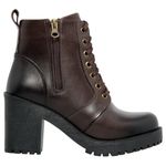 Bota De Couro Zíper Lateral Salto Grosso Cor Café 14010 MF