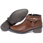 Bota Feminina Estilo Cano Curto Couro Legítimo Salto Cor Café 6710