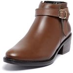 Bota Feminina Estilo Cano Curto Couro Legítimo Salto Cor Café 6710