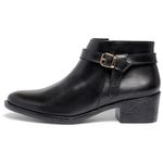 Bota Feminina Estilo Cano Curto Couro Legítimo Salto Cor Preto 6710
