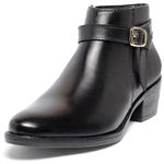 Bota Feminina Estilo Cano Curto Couro Legítimo Salto Cor Preto 6710